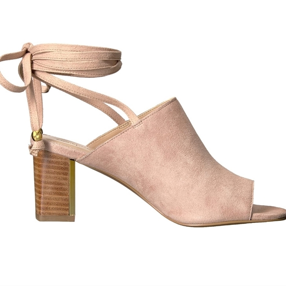 NWOT Adrienne Vittadini suede heels size 10 color cashew - Picture 10 of 10